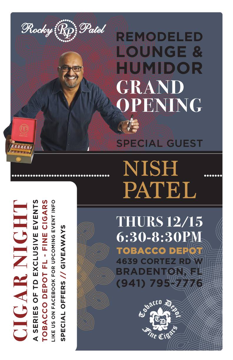 Nish Patel from Rocky Patel Cigars for Bradenton Grand Opening!