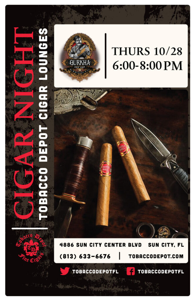 Gurkha Cigar Night – Thurs 10/28 from 6:00-8:00pm in Sun City, FL