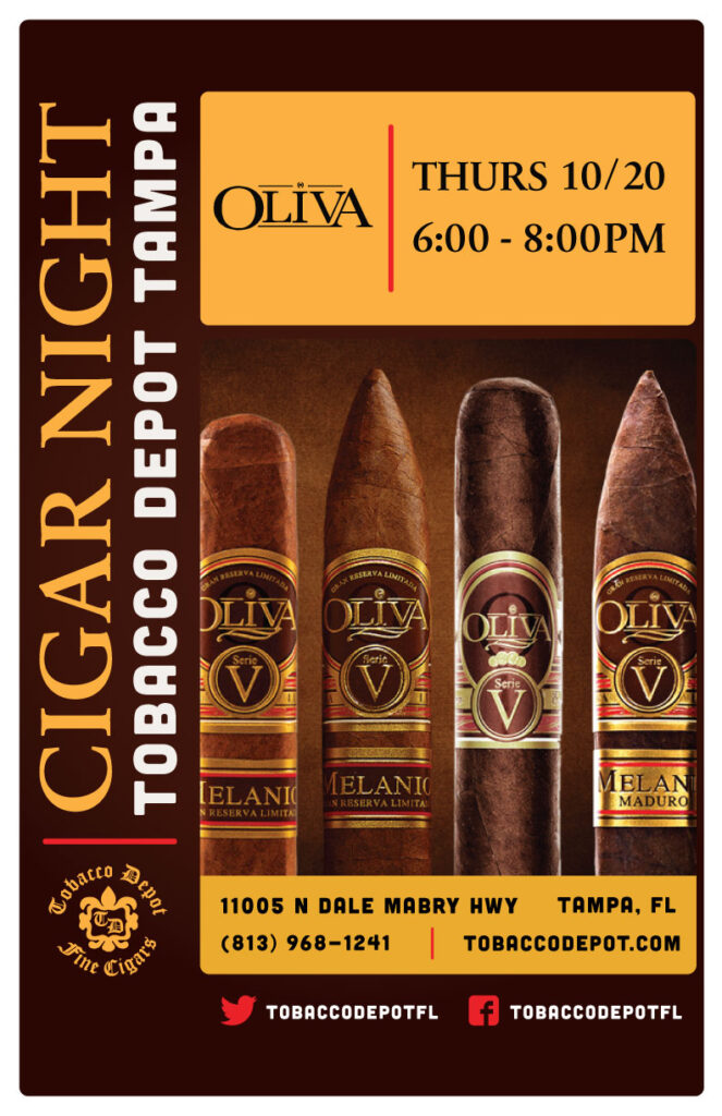 Oliva Cigars At Tobacco Depot Tampa Thursday 10/20 from 6PM-8PM