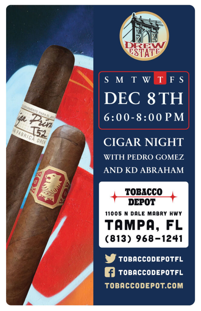 Drew Estate Cigars in Tampa Featuring KD Abraham & Pedro Gomez // Thurs 12/8 6pm-8pm