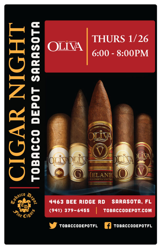 Oliva Cigars At Tobacco Depot Sarasota Thursday 1/26 from 6PM-8PM