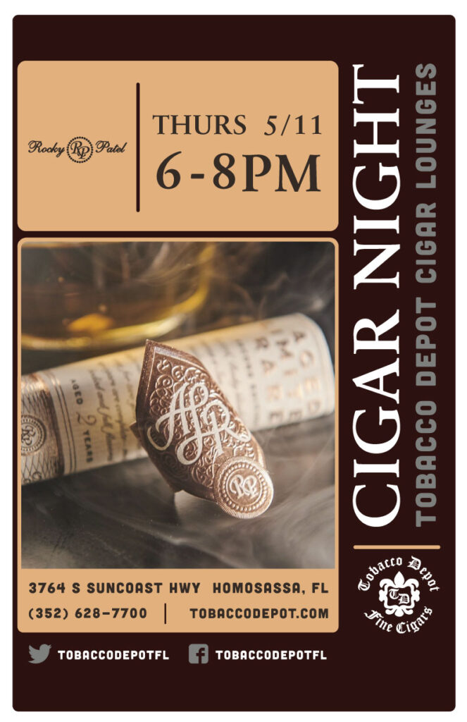 Rocky Patel Cigar Night in Homosassa on May 11th From 6PM-8PM