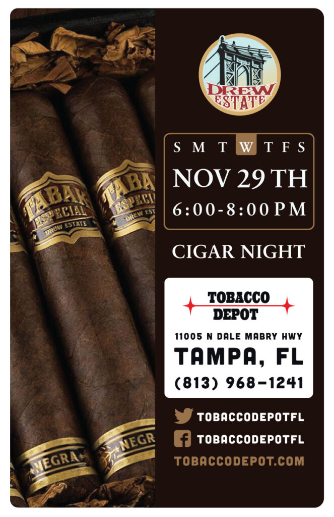 Drew Estate Cigars in Tampa // Weds 11/29 6pm-8pm