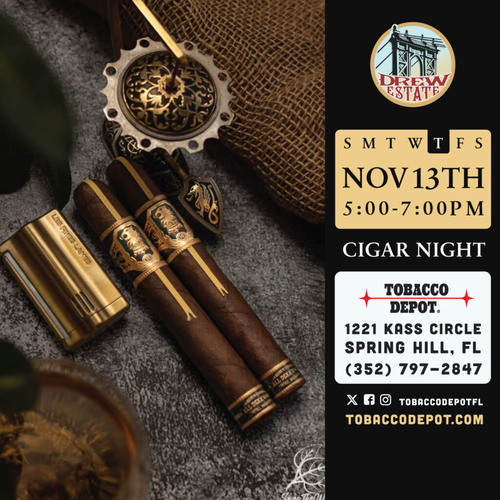 Drew Estate Cigars At Tobacco Depot Spring Hill Thursday 11/13 from 5PM-7PM