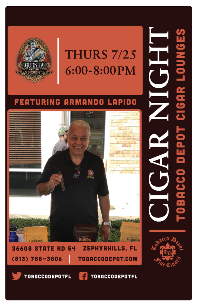 Gurkha Cigars At Tobacco Depot Zephyrhills Thursday 7/25 from 6PM-8PM