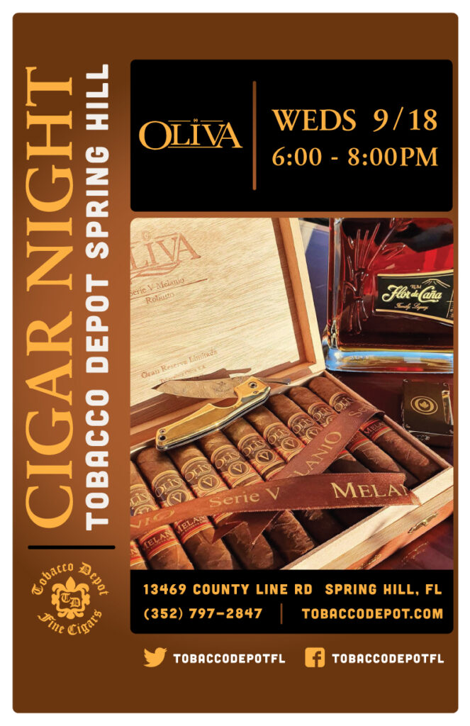 Oliva Cigars At Tobacco Depot Spring Hill Wednesday 9/18 from 6PM-8PM