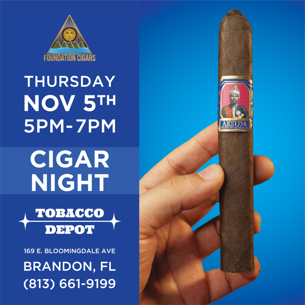 Foundation Cigar Night – 11/5 FROM 5–7 PM AT Brandon