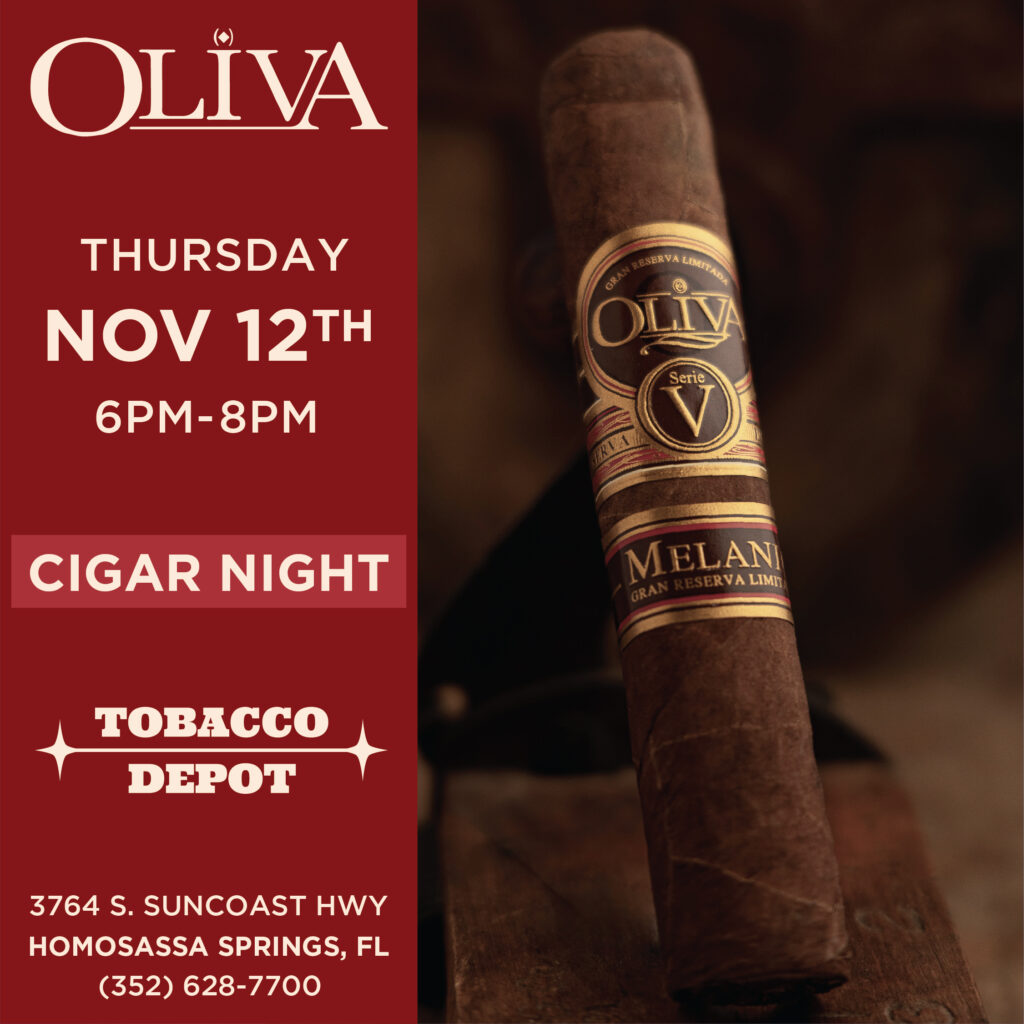 Oliva Cigar Night – 11/12 FROM 6–8 PM AT Homosassa Springs